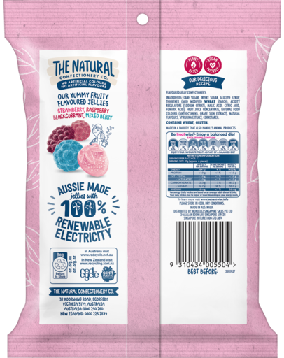 The Natural Confectionery Co. Back of pack